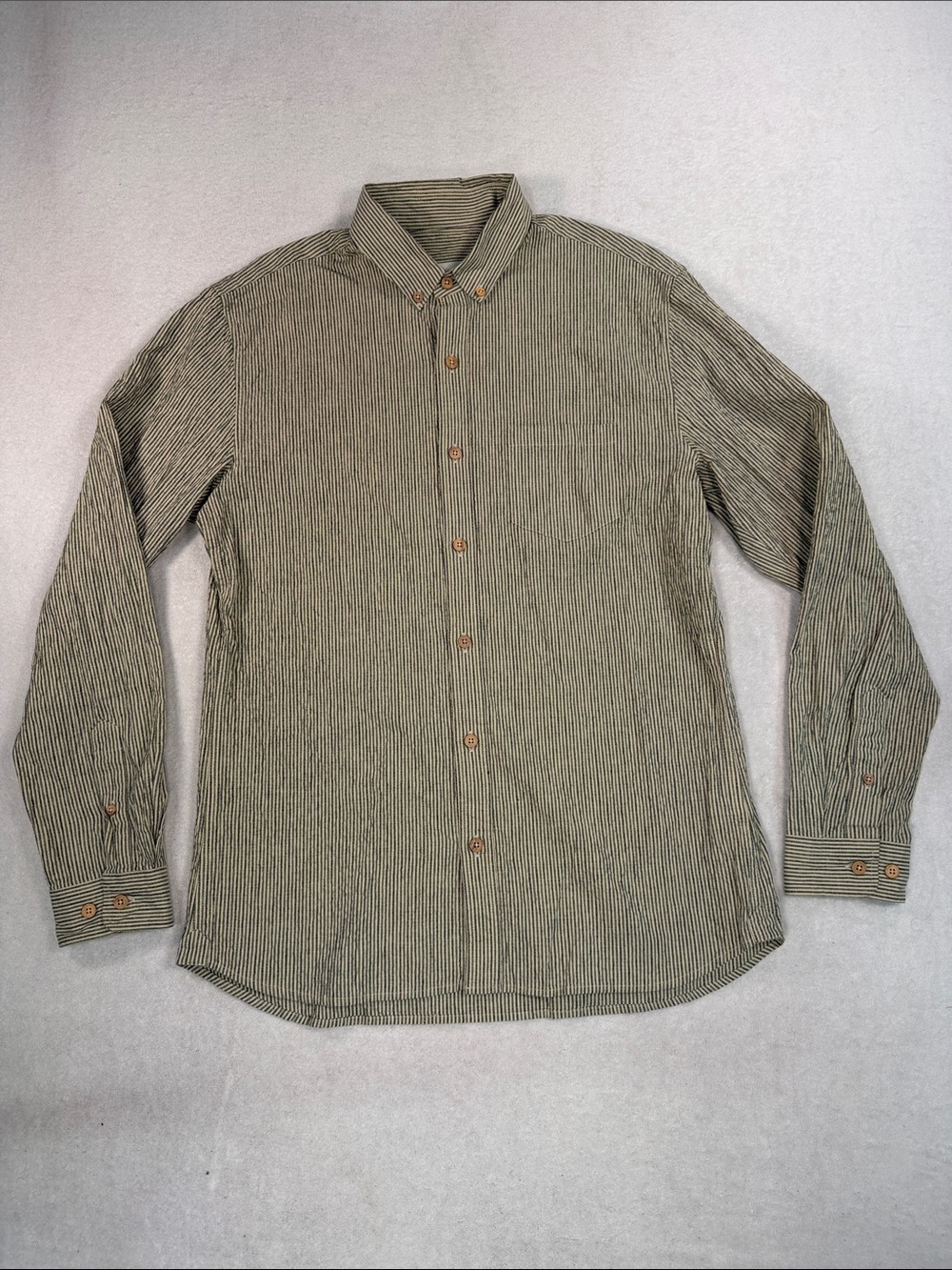 Octobre Editions Charlie Seersucker Cotton/Linen Blend Button Down Shirt